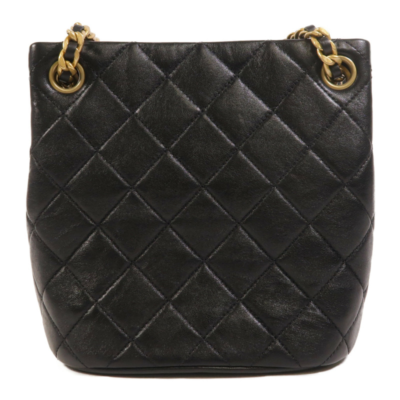 CHANEL 羊皮皮革Bucket Bag金扣鏈帶肩背袋-1