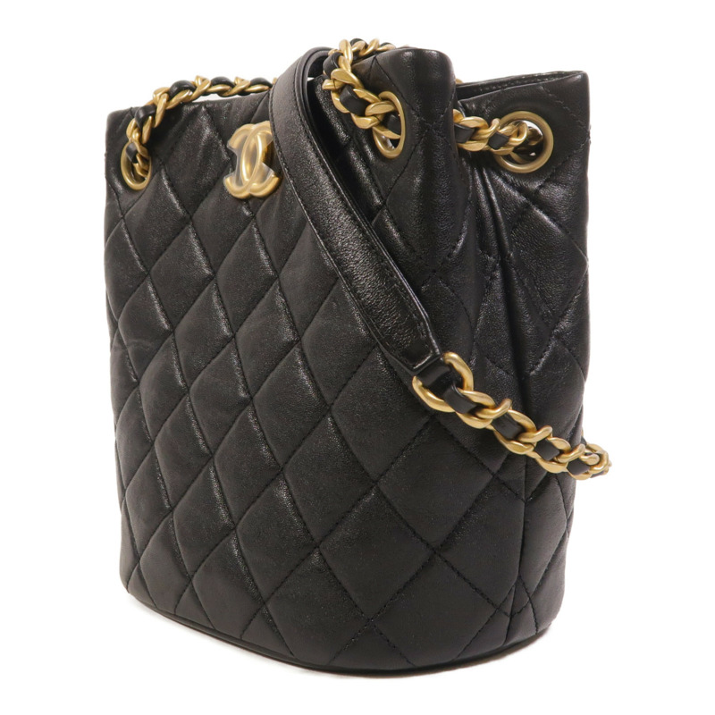 CHANEL 羊皮皮革Bucket Bag金扣鏈帶肩背袋-2