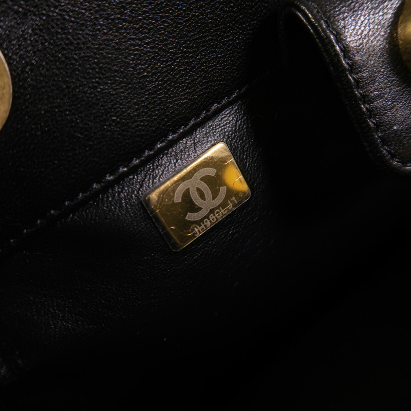 CHANEL 羊皮皮革Bucket Bag金扣鏈帶肩背袋-6