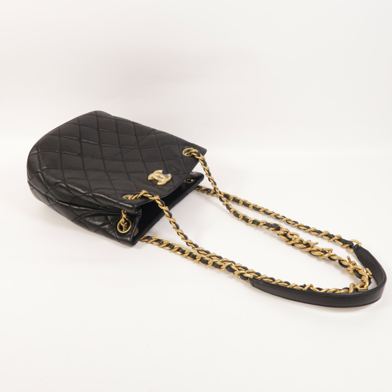 CHANEL 羊皮皮革Bucket Bag金扣鏈帶肩背袋-7