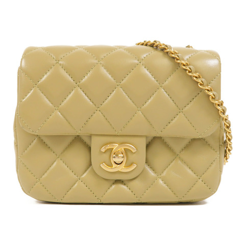 CHANEL 羊皮皮革Coco Heart Square Bag金扣鏈帶肩背袋