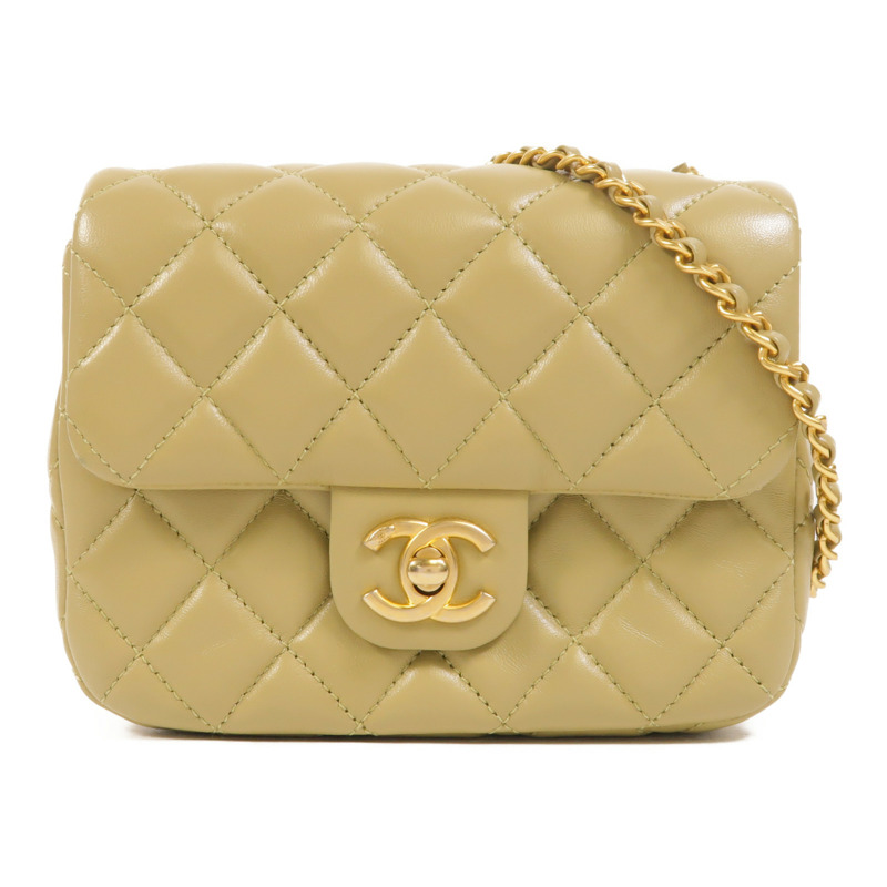 CHANEL 羊皮皮革Coco Heart Square Bag金扣鏈帶肩背袋-0