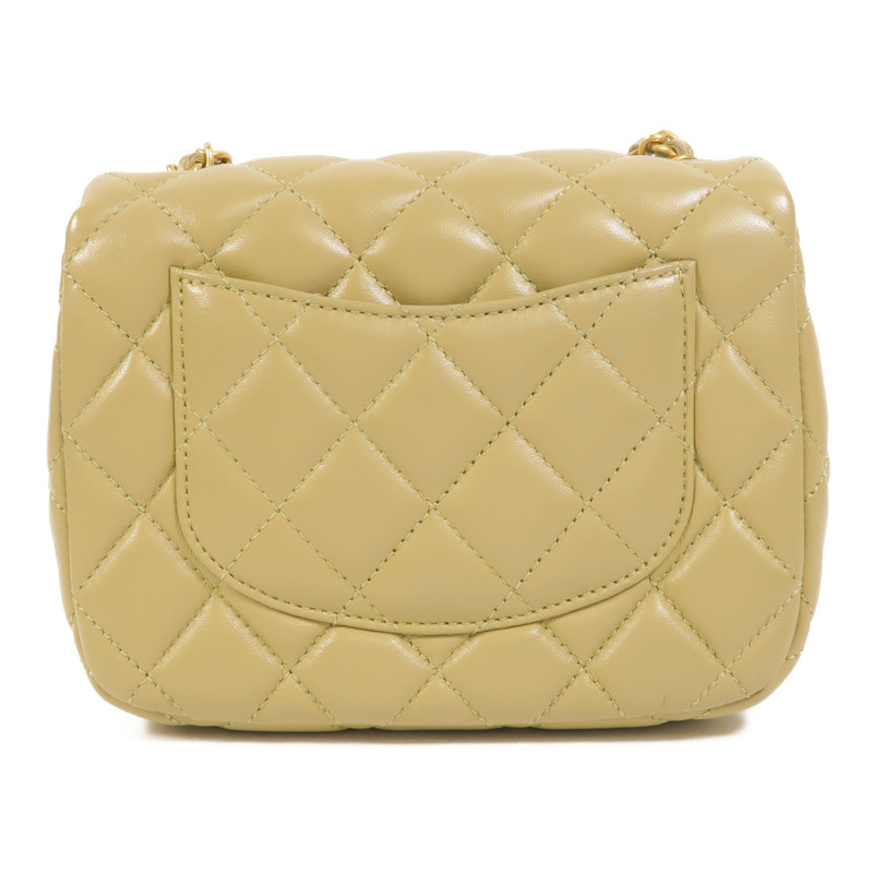 CHANEL 羊皮皮革Coco Heart Square Bag金扣鏈帶肩背袋-1