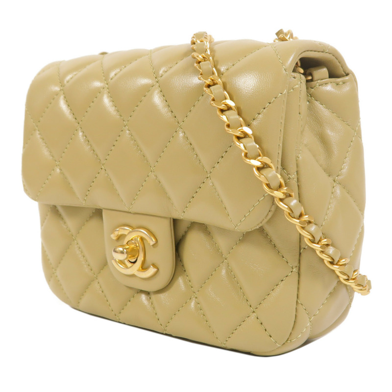 CHANEL 羊皮皮革Coco Heart Square Bag金扣鏈帶肩背袋-2