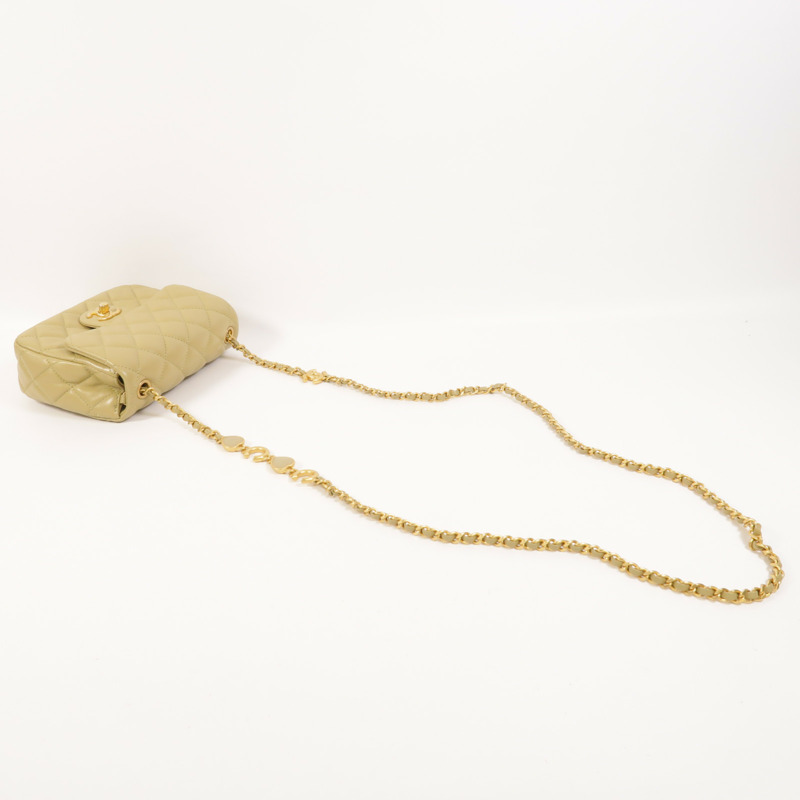 CHANEL 羊皮皮革Coco Heart Square Bag金扣鏈帶肩背袋-7