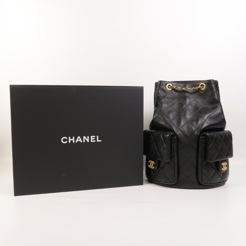 CHANEL 羊皮皮革25C Backpack金扣背包-8