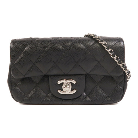 CHANEL 牛皮皮革Classic Extra Mini Flap Bag銀扣鏈帶肩背袋