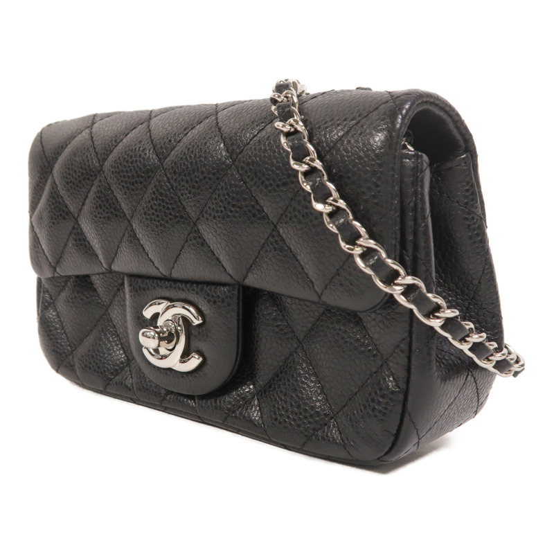 CHANEL 牛皮皮革Classic Extra Mini Flap Bag銀扣鏈帶肩背袋-2