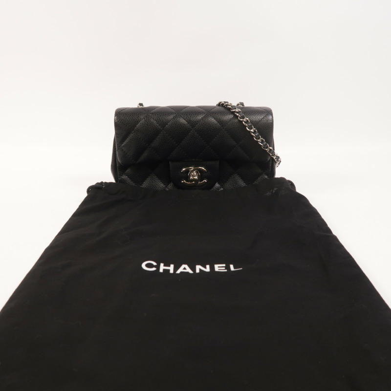 CHANEL 牛皮皮革Classic Extra Mini Flap Bag銀扣鏈帶肩背袋-8