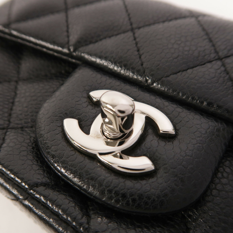 CHANEL 牛皮皮革Classic Extra Mini Flap Bag銀扣鏈帶肩背袋-9