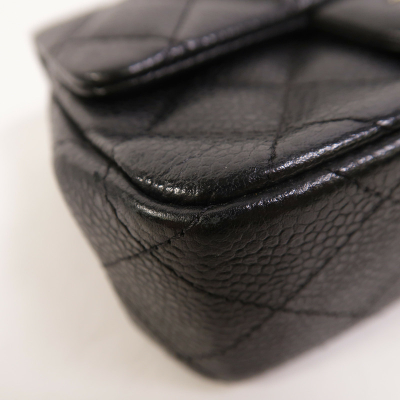 CHANEL 牛皮皮革Classic Extra Mini Flap Bag銀扣鏈帶肩背袋-11