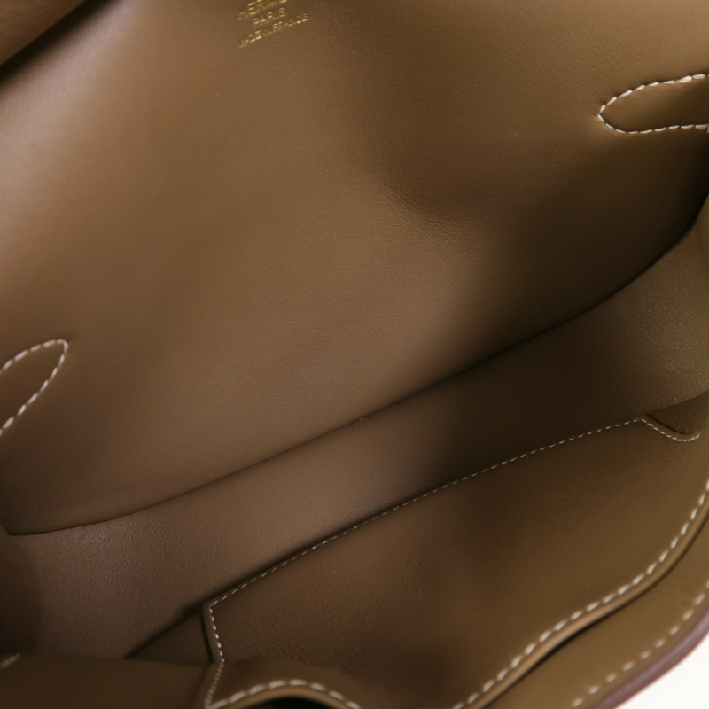 HERMES Evercolor皮革Mini Jypsiere金扣肩背袋Etoupe-4