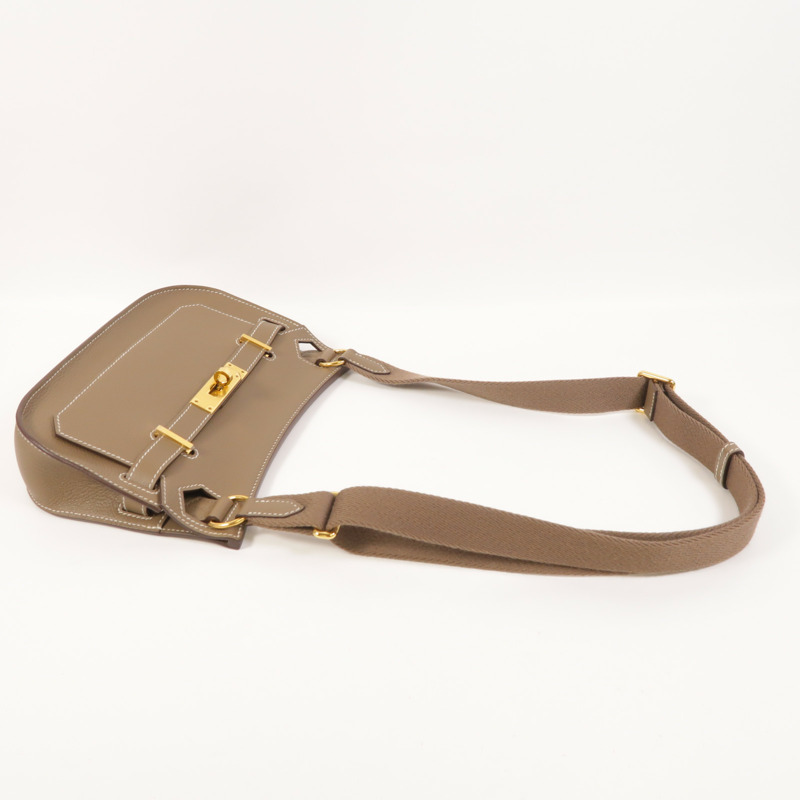 HERMES Evercolor皮革Mini Jypsiere金扣肩背袋Etoupe-7