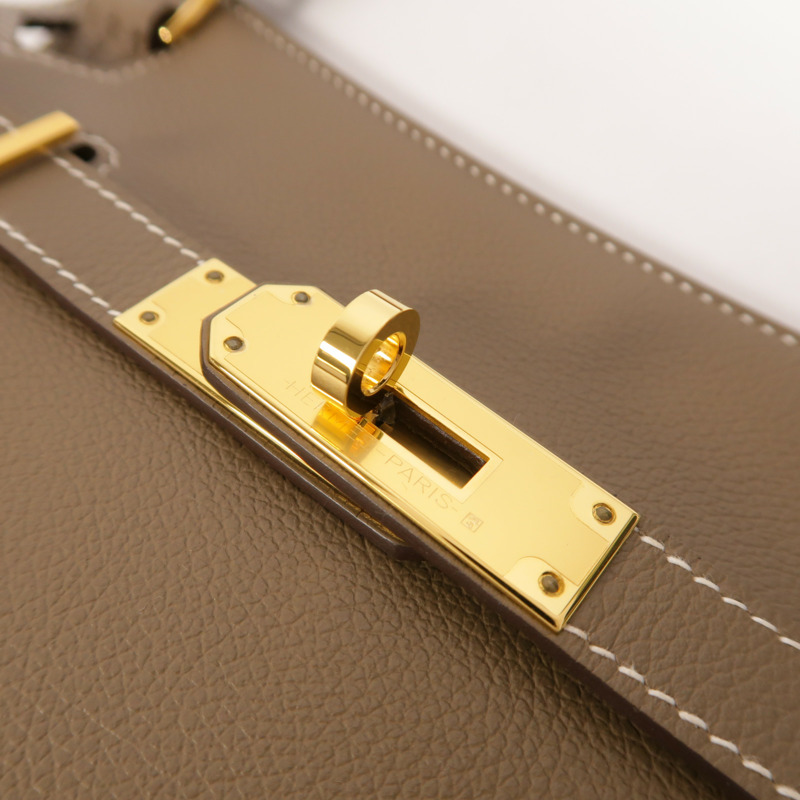 HERMES Evercolor皮革Mini Jypsiere金扣肩背袋Etoupe-9