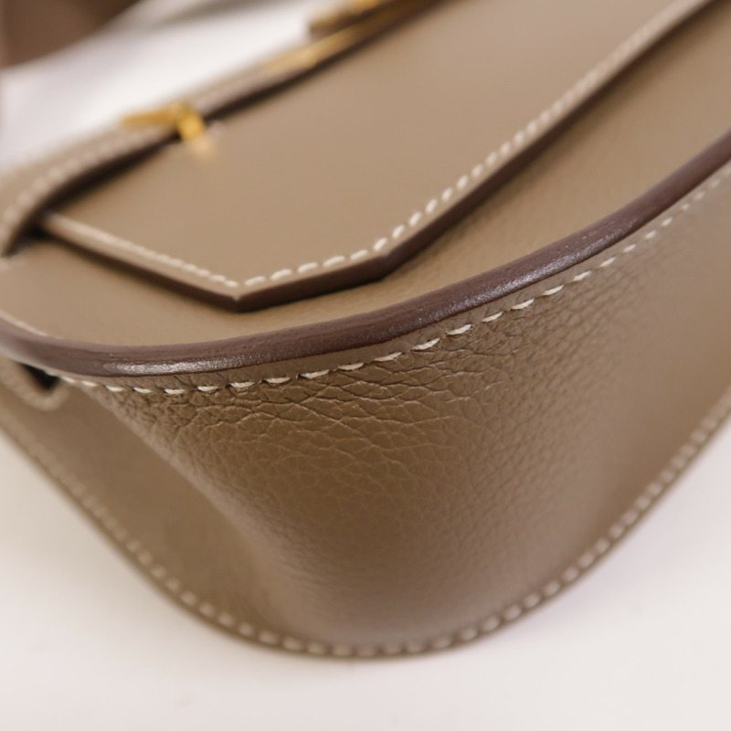HERMES Evercolor皮革Mini Jypsiere金扣肩背袋Etoupe-11