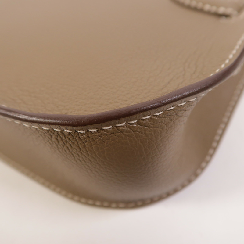 HERMES Evercolor皮革Mini Jypsiere金扣肩背袋Etoupe-12