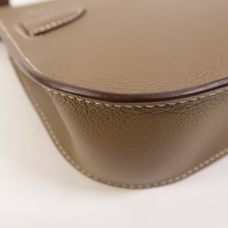 HERMES Evercolor皮革Mini Jypsiere金扣肩背袋Etoupe-13