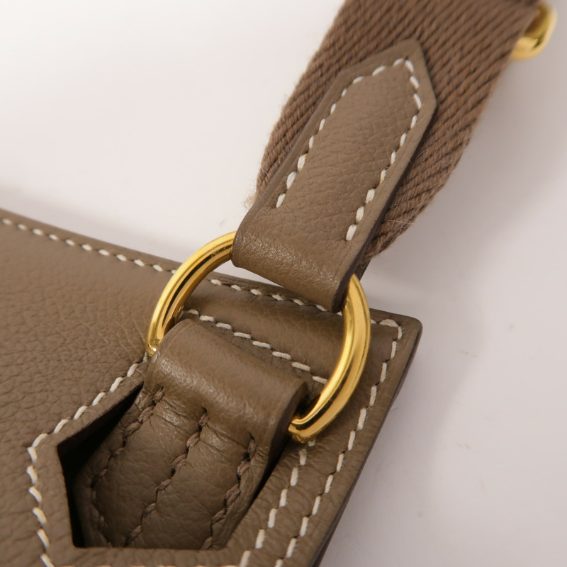 HERMES Evercolor皮革Mini Jypsiere金扣肩背袋Etoupe-14