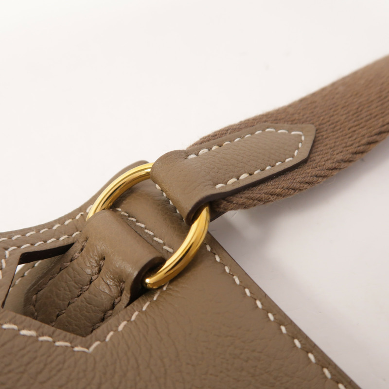 HERMES Evercolor皮革Mini Jypsiere金扣肩背袋Etoupe-15