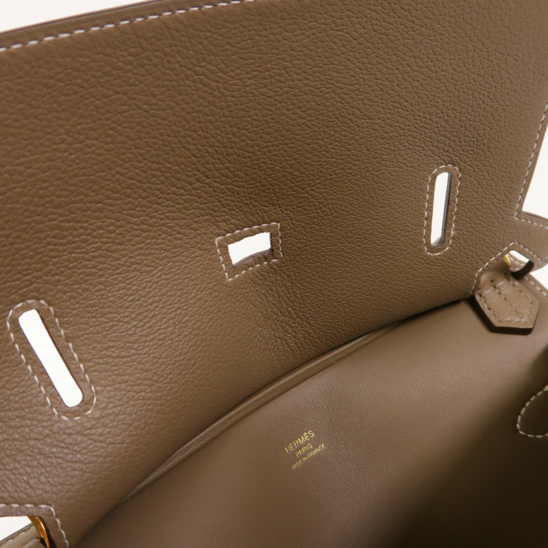 HERMES Evercolor皮革Mini Jypsiere金扣肩背袋Etoupe-16