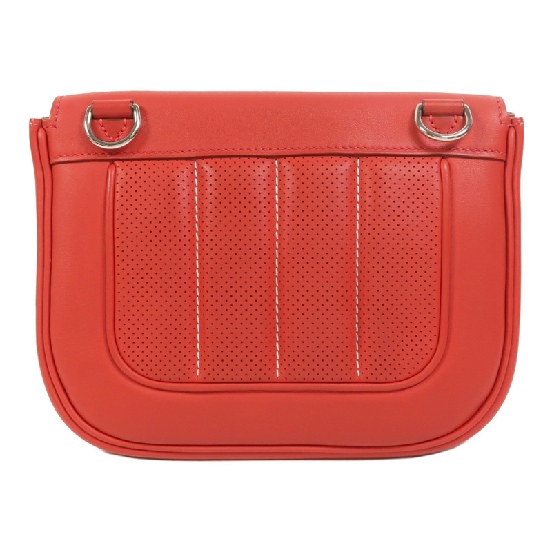 HERMES Swift皮革Berline Mini銀扣肩背袋Vermillon-1