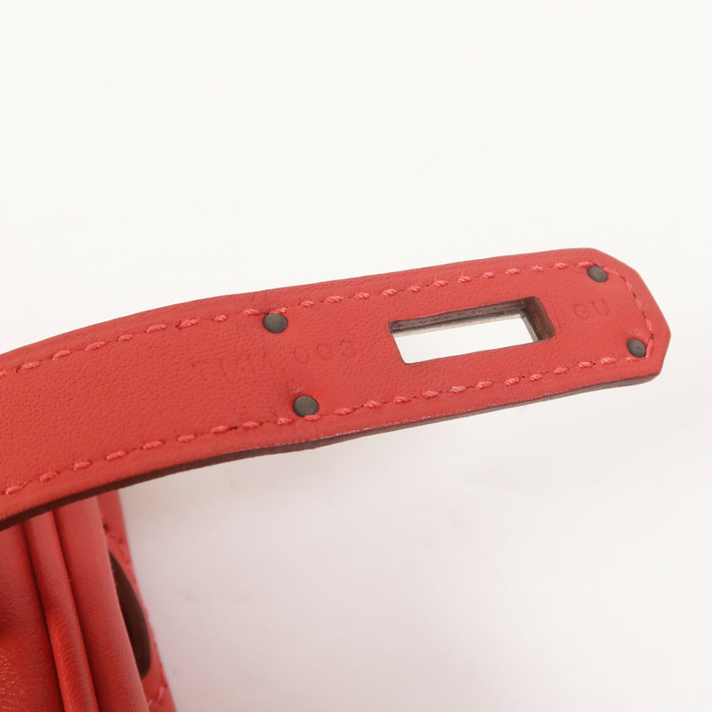 HERMES Swift皮革Berline Mini銀扣肩背袋Vermillon-7