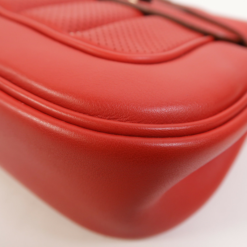 HERMES Swift皮革Berline Mini銀扣肩背袋Vermillon-11