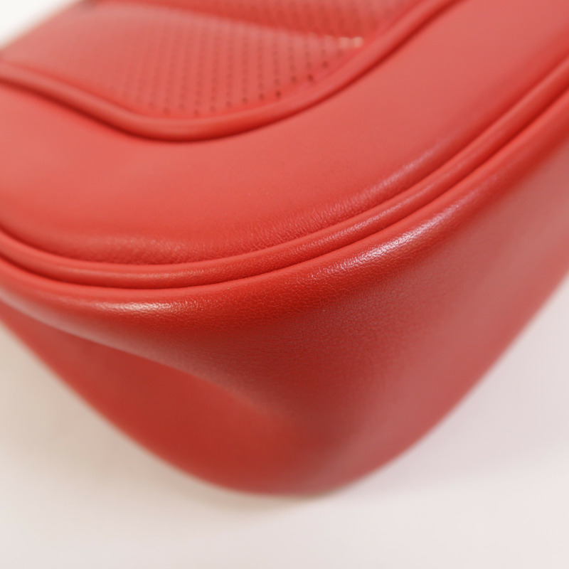 HERMES Swift皮革Berline Mini銀扣肩背袋Vermillon-14