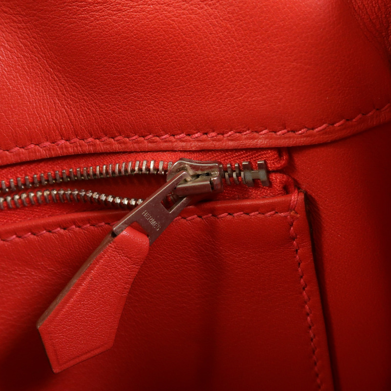 HERMES Swift皮革Berline Mini銀扣肩背袋Vermillon-18