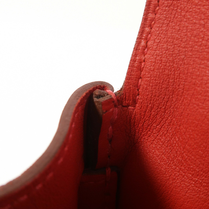 HERMES Swift皮革Berline Mini銀扣肩背袋Vermillon-20