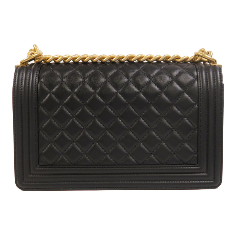 CHANEL 羊皮皮革Boy 25金扣鏈帶肩背袋-1