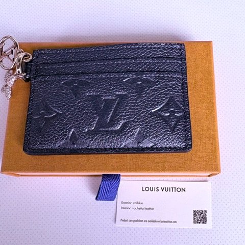Louis Vuitton 黑色壓紋 Logo 卡片夾、名片夾-3