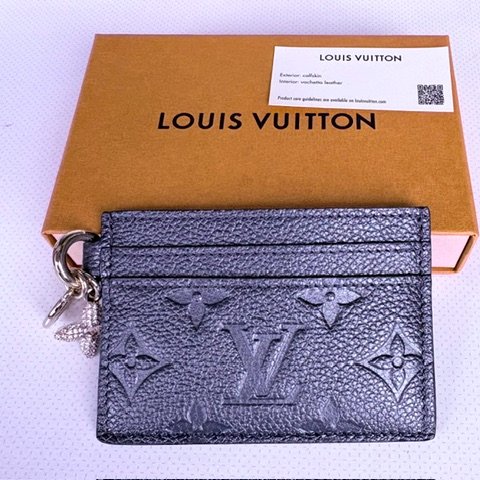 Louis Vuitton 黑色壓紋 Logo 卡片夾、名片夾-6