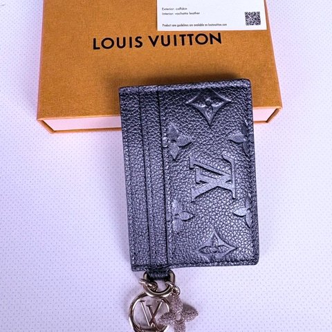 Louis Vuitton 黑色壓紋 Logo 卡片夾、名片夾-9