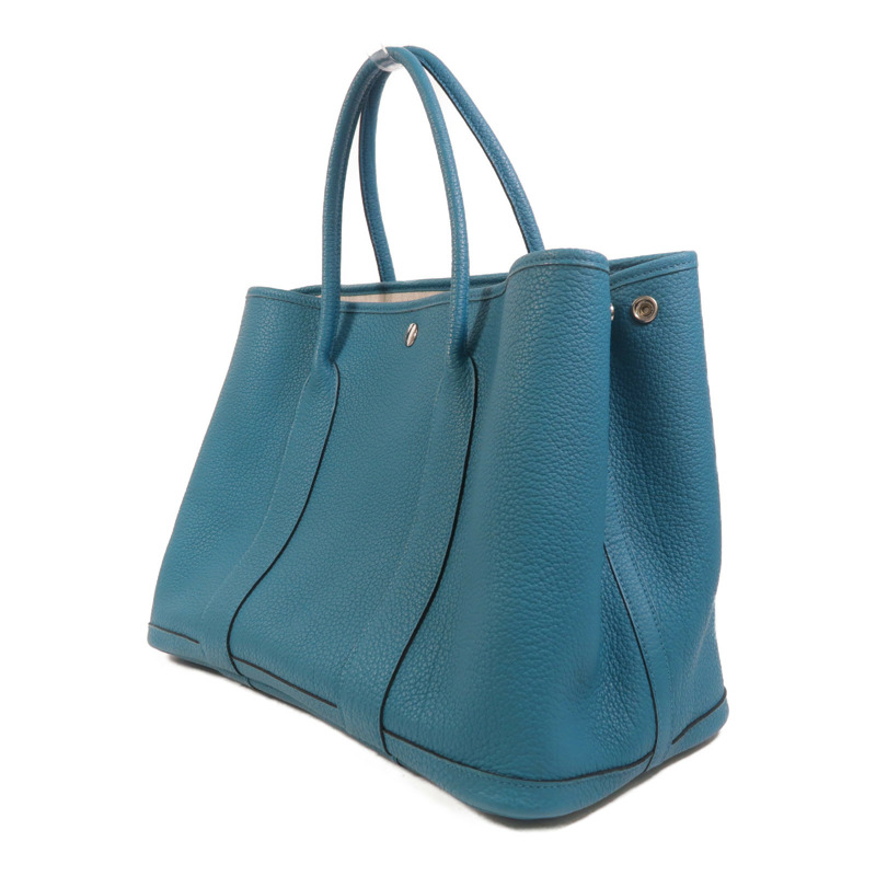 HERMES Negonda皮革Garden Party PM銀扣手挽袋Bleu Izmir-2