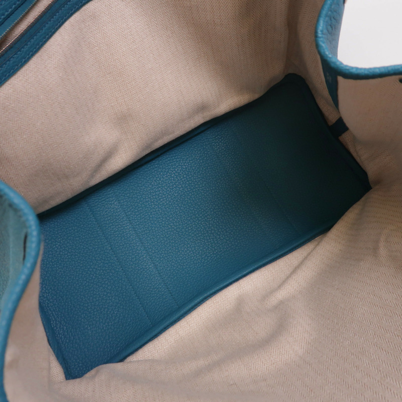 HERMES Negonda皮革Garden Party PM銀扣手挽袋Bleu Izmir-4