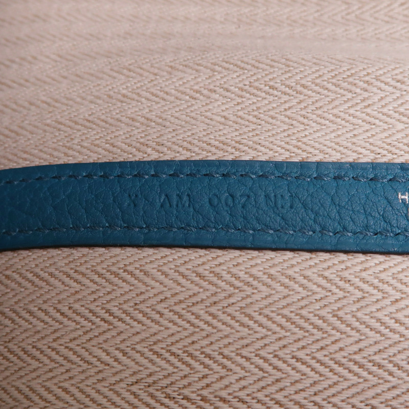HERMES Negonda皮革Garden Party PM銀扣手挽袋Bleu Izmir-6