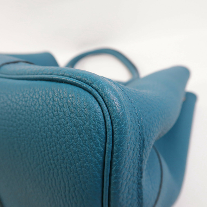 HERMES Negonda皮革Garden Party PM銀扣手挽袋Bleu Izmir-9