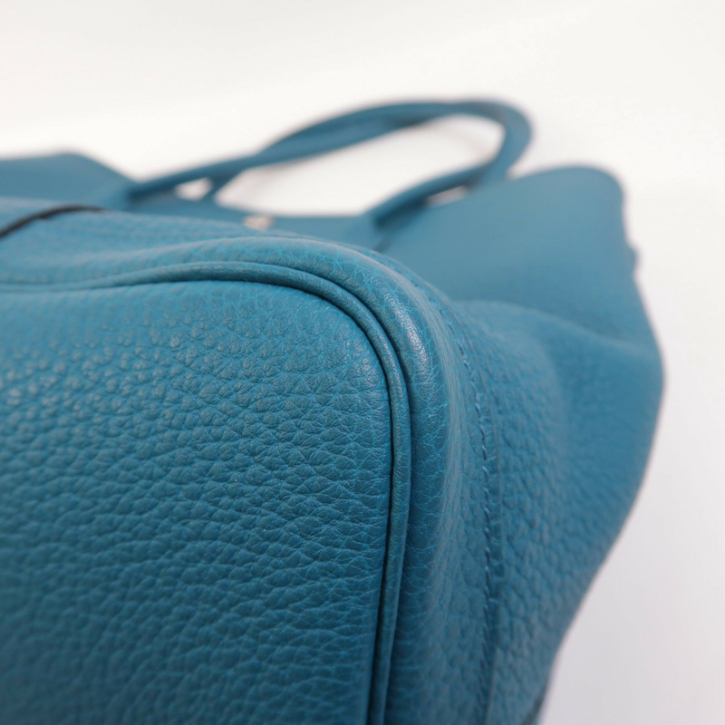 HERMES Negonda皮革Garden Party PM銀扣手挽袋Bleu Izmir-11