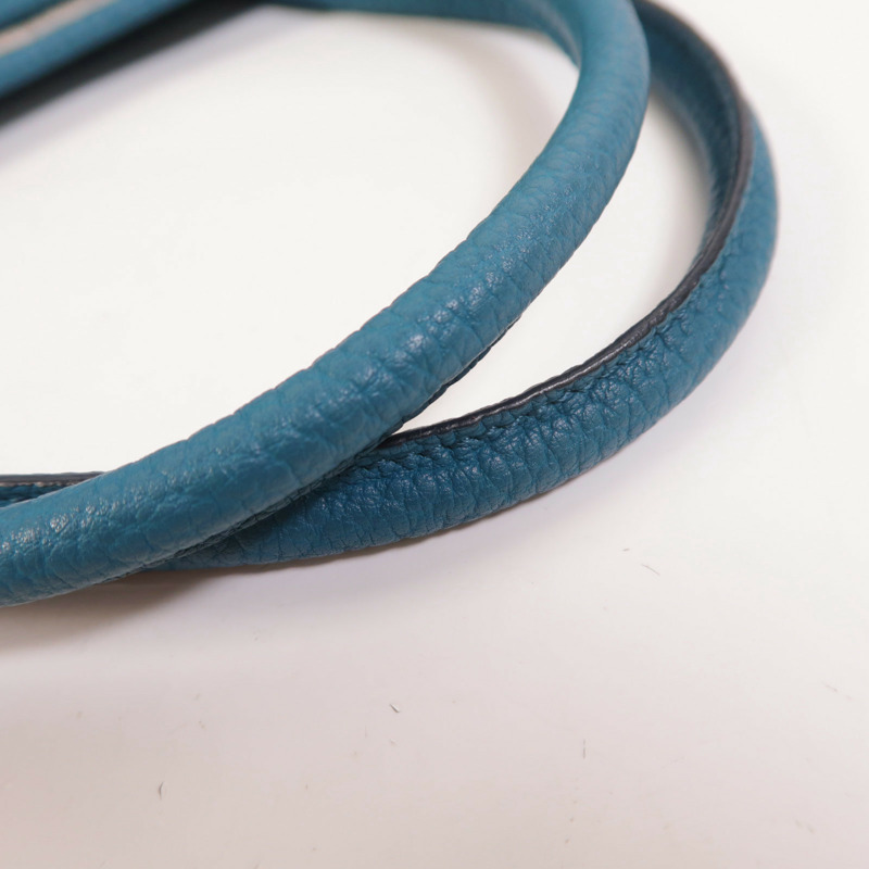 HERMES Negonda皮革Garden Party PM銀扣手挽袋Bleu Izmir-13