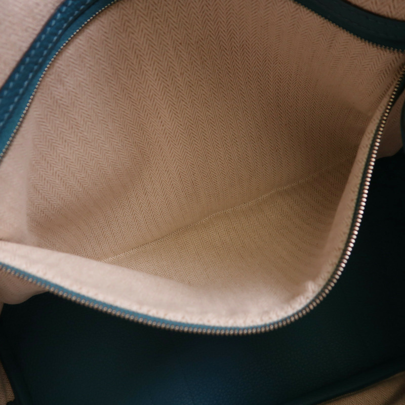 HERMES Negonda皮革Garden Party PM銀扣手挽袋Bleu Izmir-15