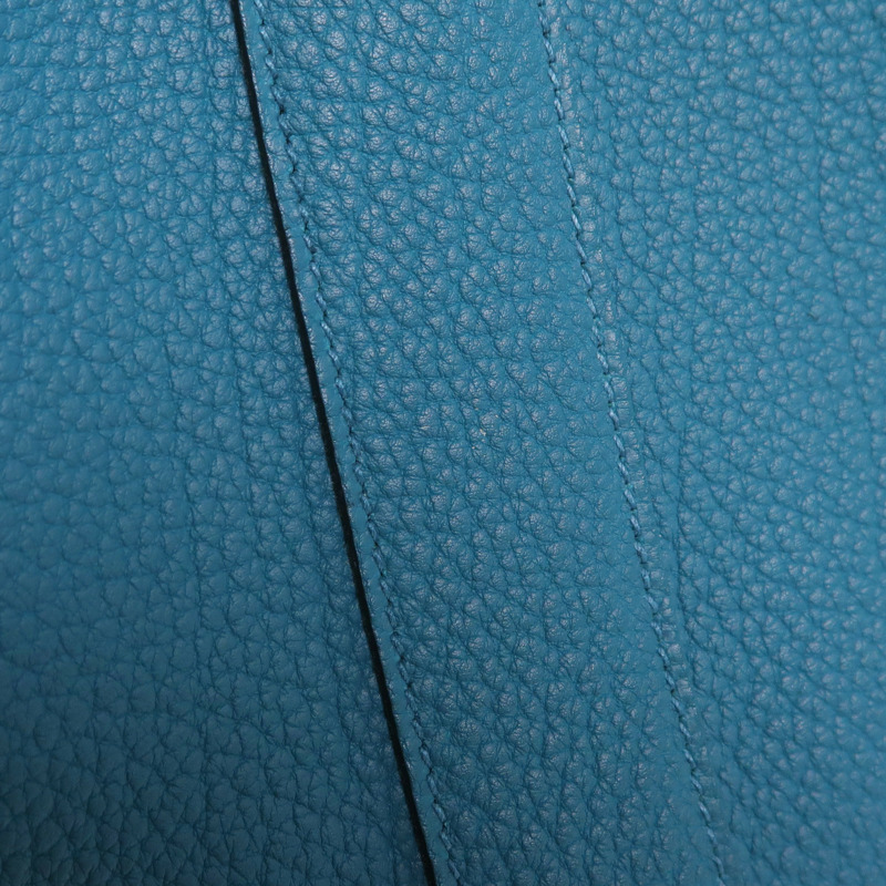 HERMES Negonda皮革Garden Party PM銀扣手挽袋Bleu Izmir-16