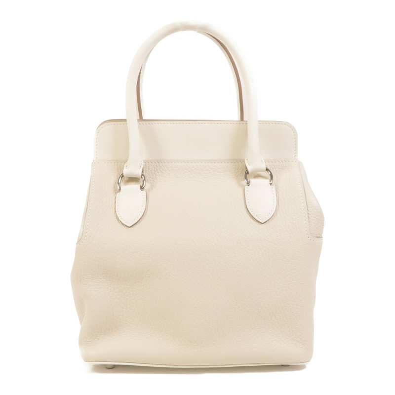 HERMES Clemence皮革Tool Box 20銀扣手挽肩背兩用袋Craie-1