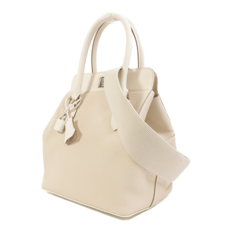 HERMES Clemence皮革Tool Box 20銀扣手挽肩背兩用袋Craie-2