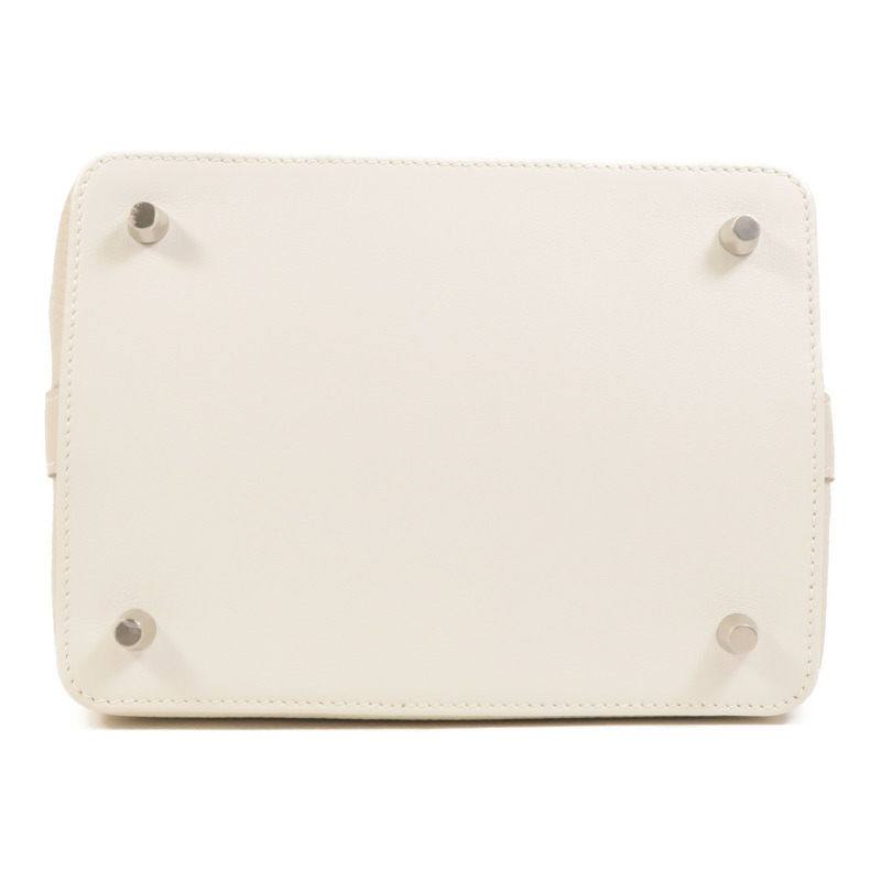 HERMES Clemence皮革Tool Box 20銀扣手挽肩背兩用袋Craie-3