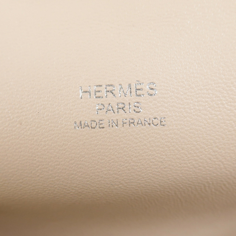 HERMES Clemence皮革Tool Box 20銀扣手挽肩背兩用袋Craie-5