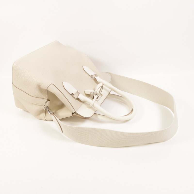 HERMES Clemence皮革Tool Box 20銀扣手挽肩背兩用袋Craie-7