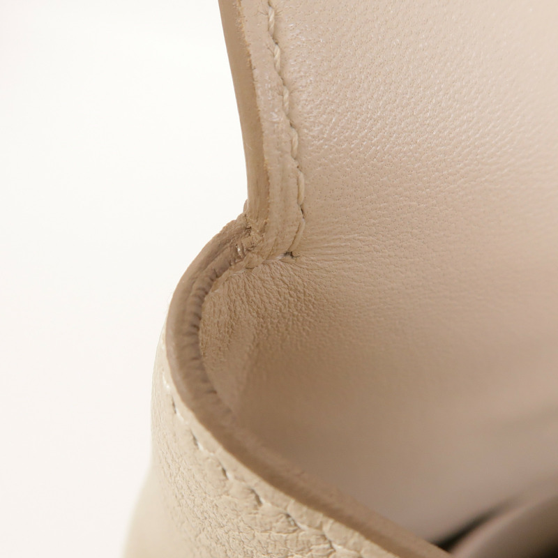 HERMES Clemence皮革Tool Box 20銀扣手挽肩背兩用袋Craie-13