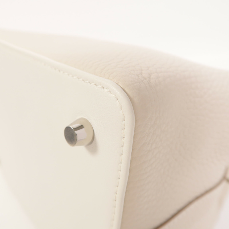 HERMES Clemence皮革Tool Box 20銀扣手挽肩背兩用袋Craie-14