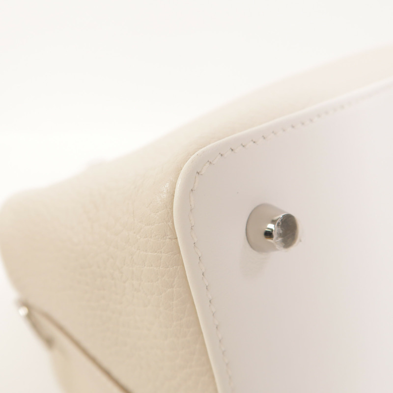 HERMES Clemence皮革Tool Box 20銀扣手挽肩背兩用袋Craie-15